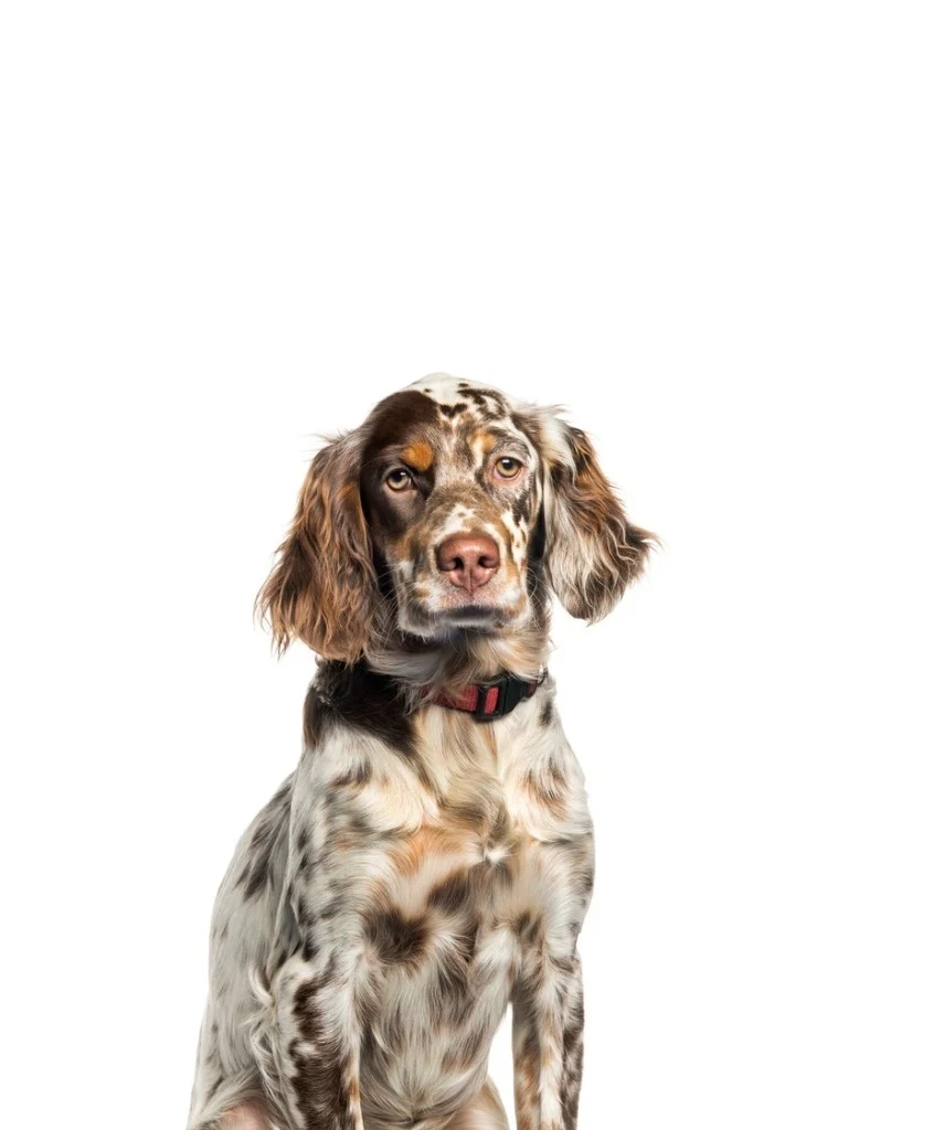 “English setter puppy standing confidently, showing good conformation”